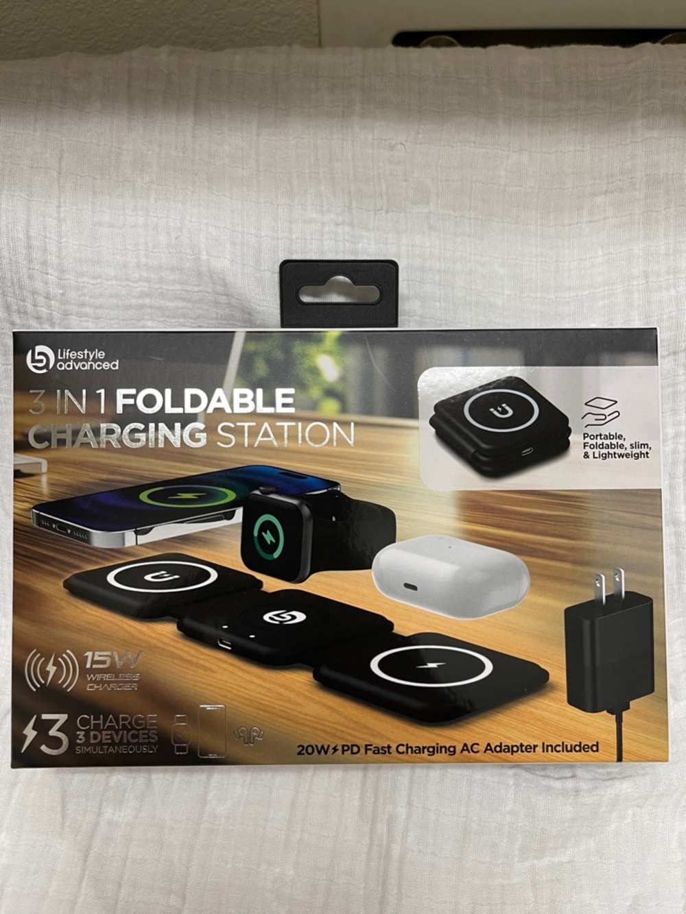3-in-1 Foldable Wireless Charging Station - Black